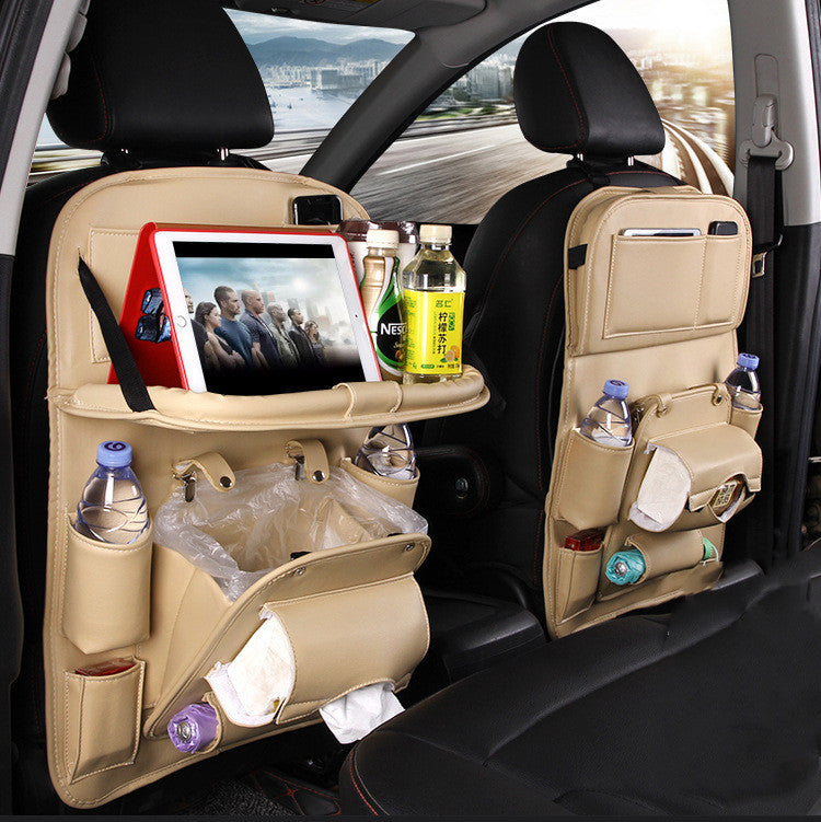 PU Leather Car Storage Bag – Multifunctional Seat Back Organizer