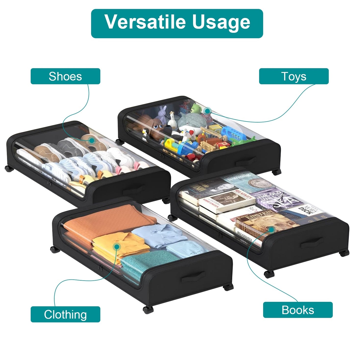 Under-Bed Storage Containers with Wheels & Lid – 42 L (2-Pack)