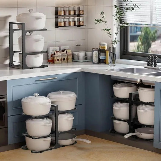 Adjustable 6-Tier Pots & Pans Organizer Rack – Kitchen Space Saver