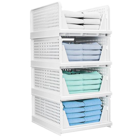 4-Pack Slide-Rail Stackable Storage Boxes