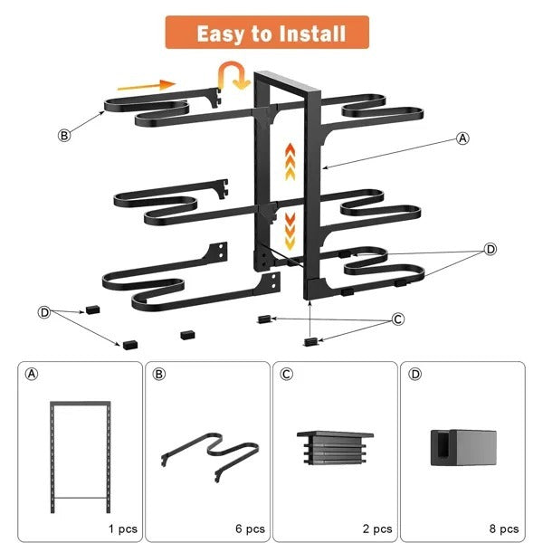 Adjustable 6-Tier Pots & Pans Organizer Rack – Kitchen Space Saver