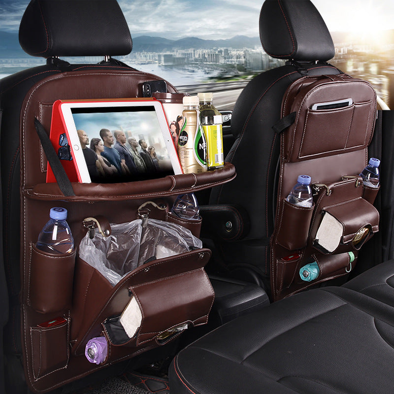 PU Leather Car Storage Bag – Multifunctional Seat Back Organizer