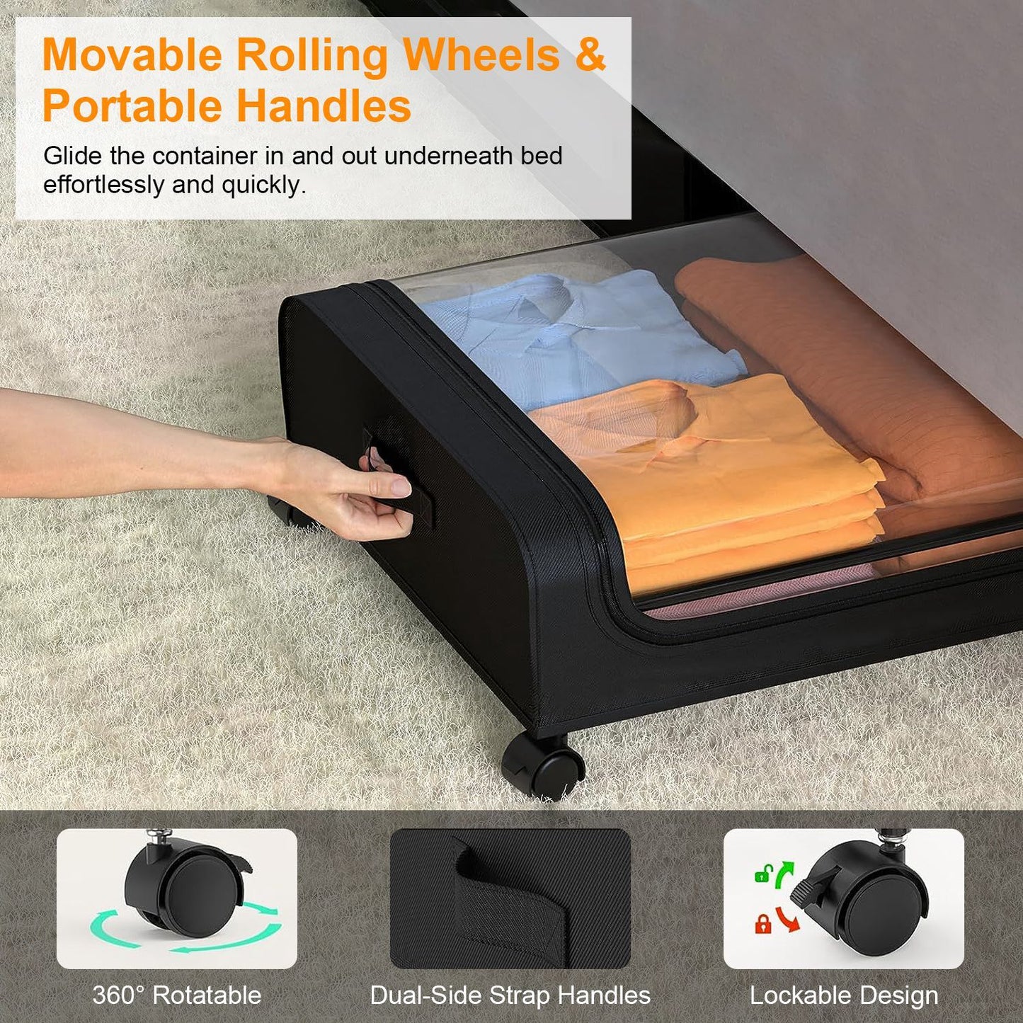 Under-Bed Storage Containers with Wheels & Lid – 42 L (2-Pack)