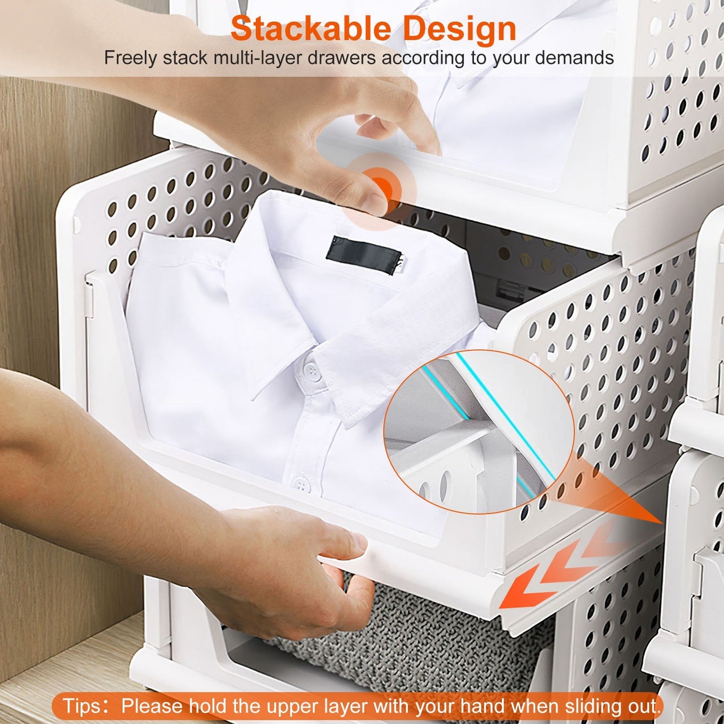4-Pack Slide-Rail Stackable Storage Boxes