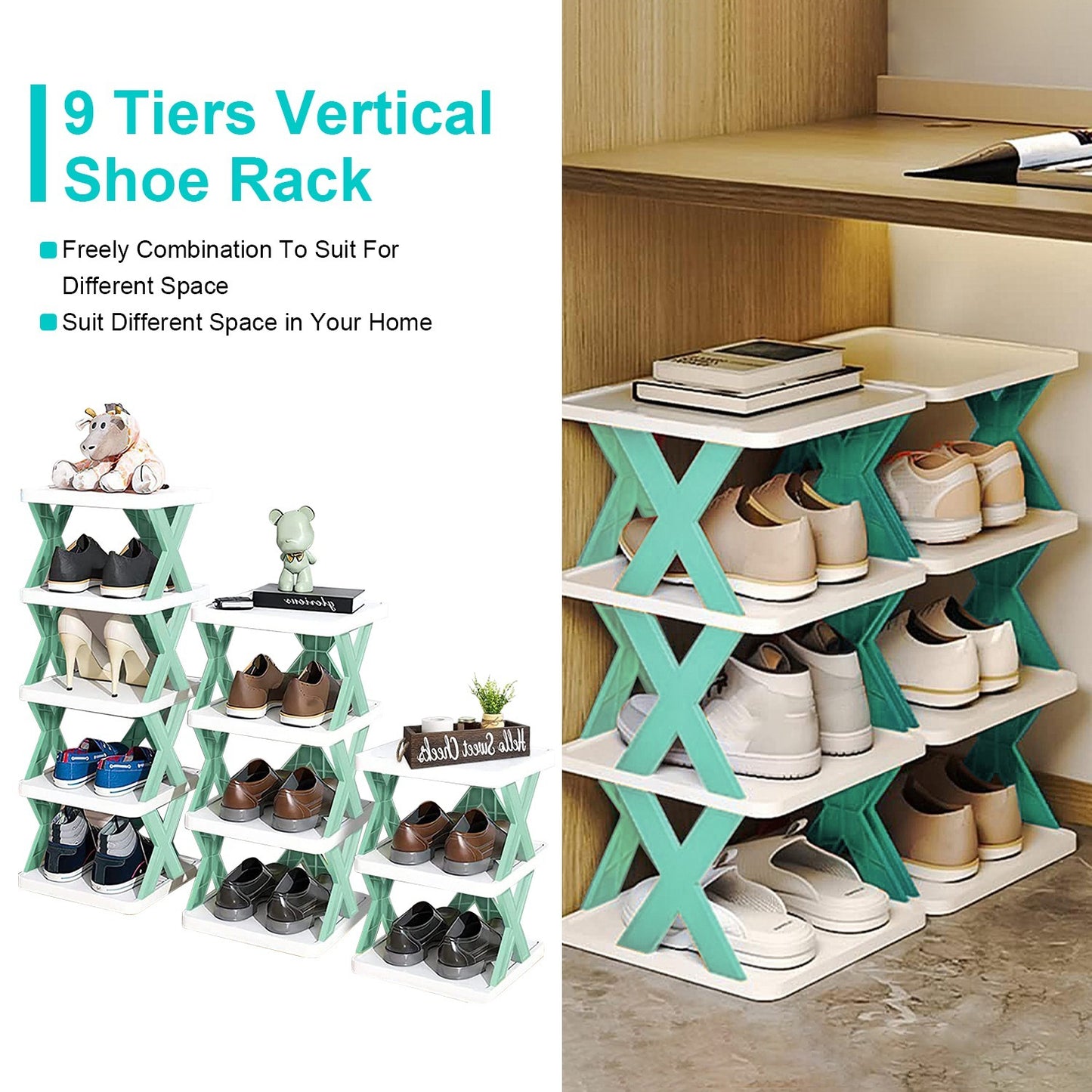 9-Tier Narrow Shoe Rack Organizer