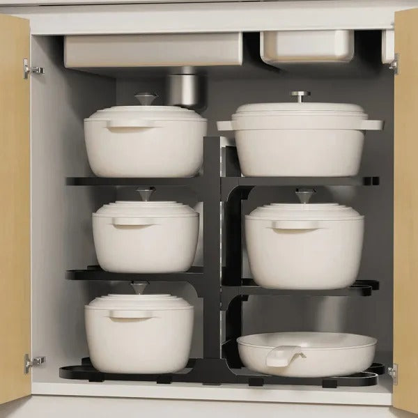 Adjustable 6-Tier Pots & Pans Organizer Rack – Kitchen Space Saver