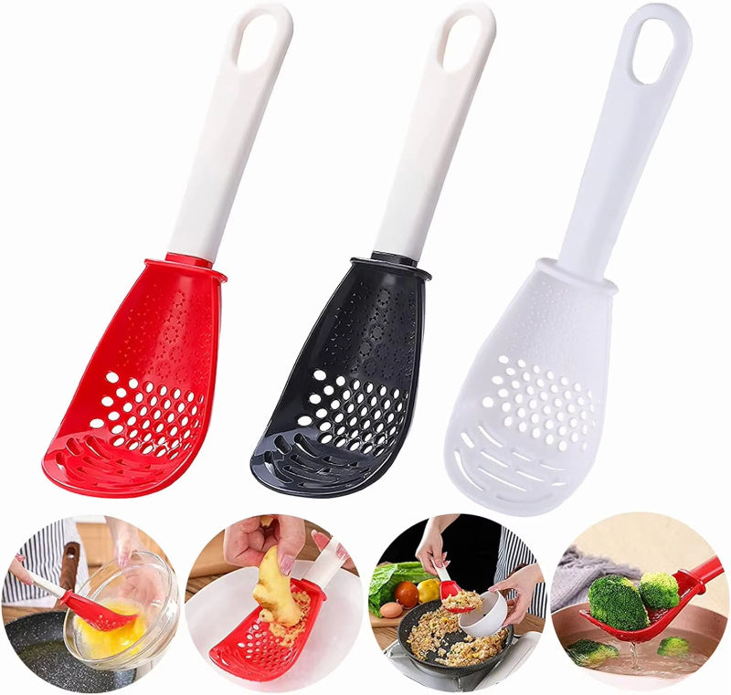 Multifunctional Slotted Cooking Spoon – Garlic & Masher Tool
