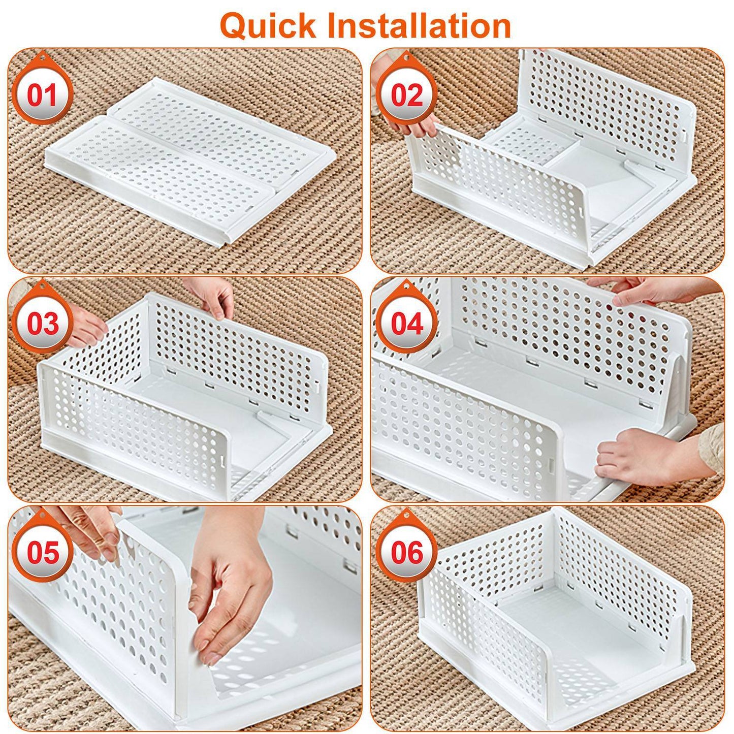4-Pack Slide-Rail Stackable Storage Boxes