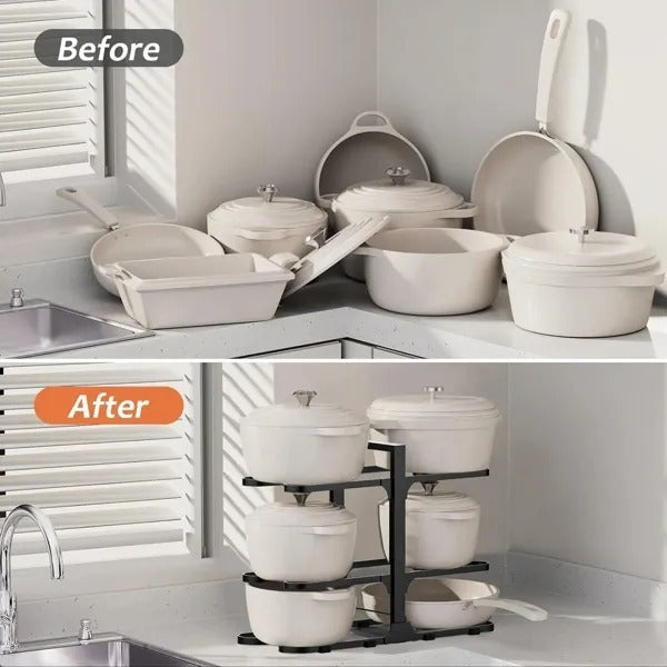 Adjustable 6-Tier Pots & Pans Organizer Rack – Kitchen Space Saver