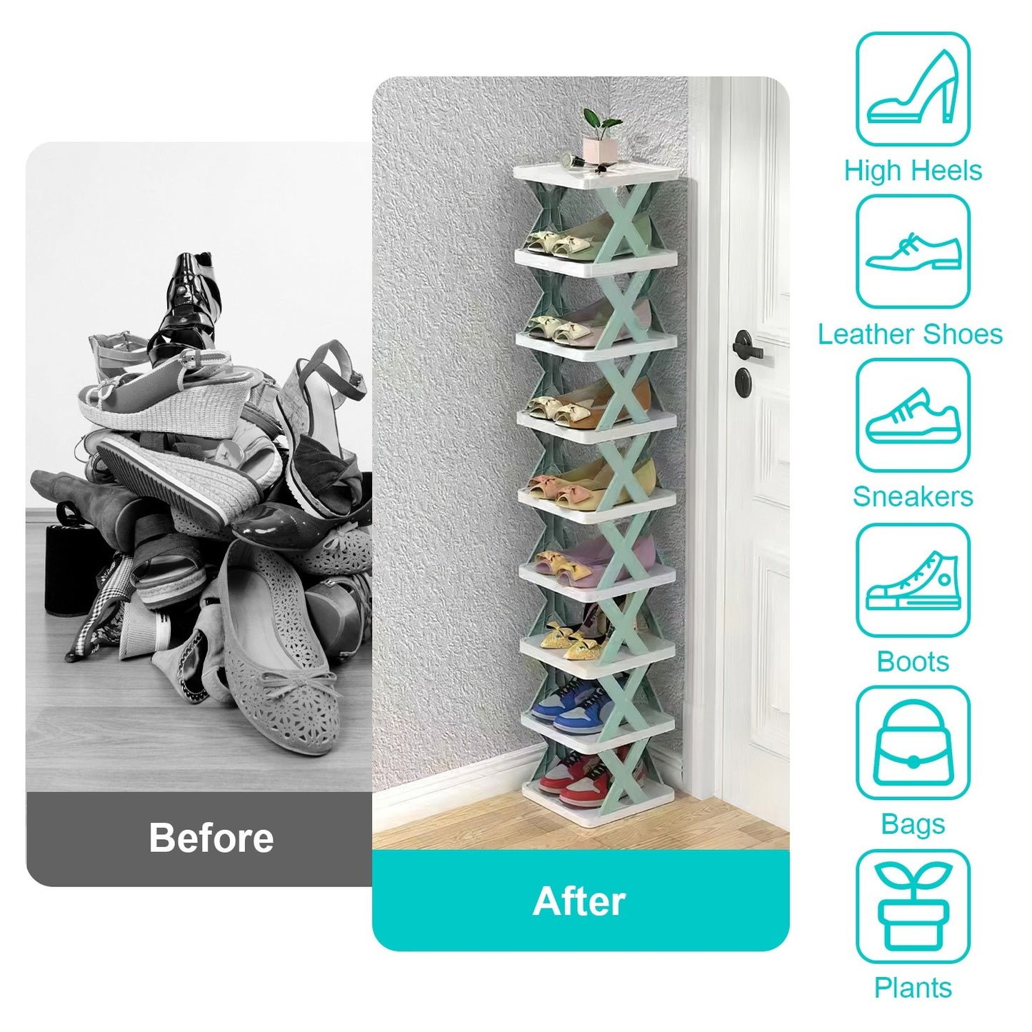 9-Tier Narrow Shoe Rack Organizer