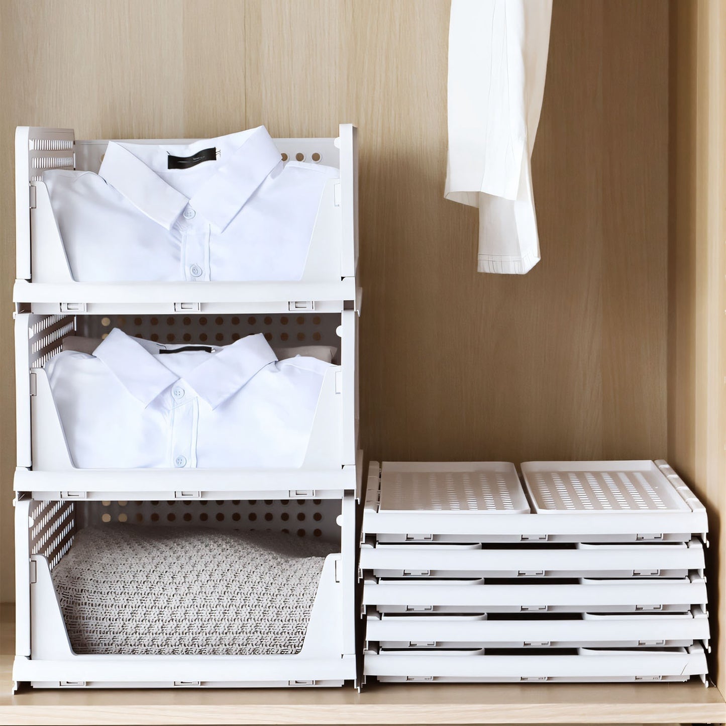 4-Pack Slide-Rail Stackable Storage Boxes