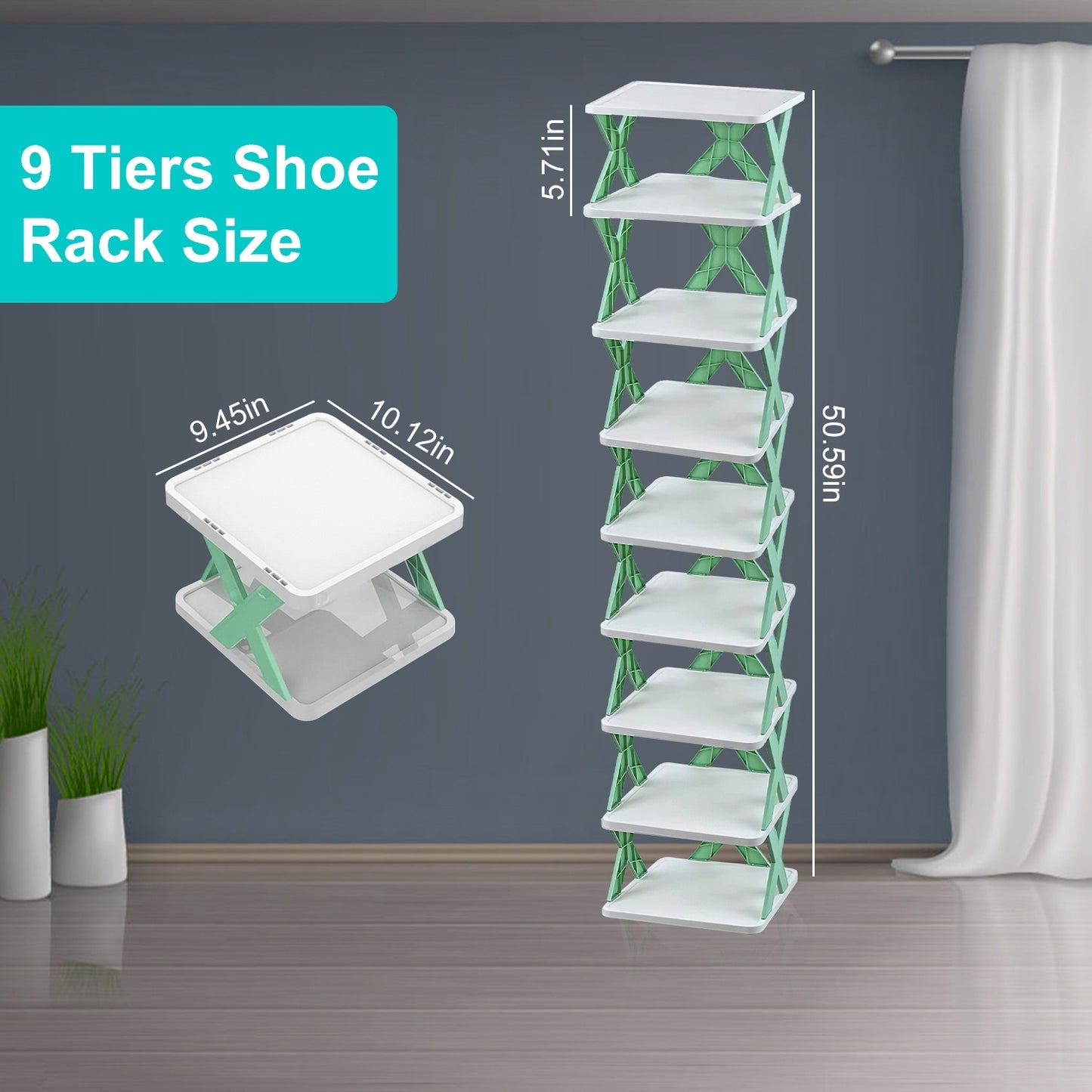 9-Tier Narrow Shoe Rack Organizer